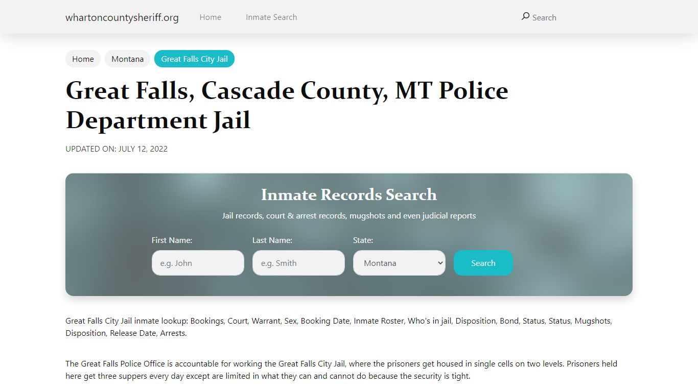 Great Falls, MT City Jail Inmates, Arrests